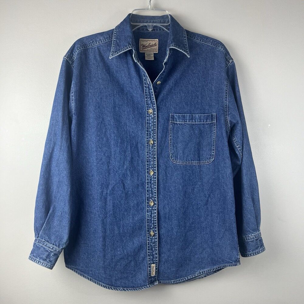 Woolrich Women’s Denim Button Down Long Sleeve Cotton Top Size Small